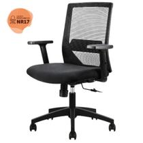 Cadeira Giratória NR-17 Diretor Office com Braços Chicago Rivatti Tela Mesh Preta Base Rodizio Nylon
