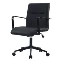 Cadeira Giratória Palermo Fratini Estrutura Aço Carbono Revestida em Poliuretano Preto Base Rodízio
