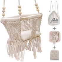 Cadeira Giratória para Bebês em Macramê ZELLOVY Organic - com Almofada e Bolsa