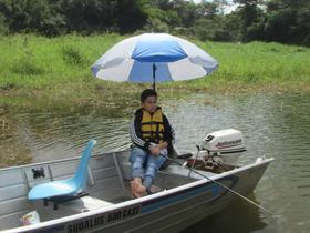 Cadeira Giratória Passageiro para Barco de Alumínio cor Preta com Guarda Sol Articulável - BI-Náutica