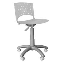 Cadeira giratória plástica singolare base cinza - branca - Ultra Móveis