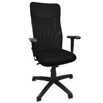 Cadeira Giratória Presidente Extra Tela Mesh Para Escritório Ergonômica Com Braço Regulável Preta