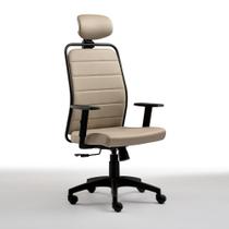 Cadeira Giratória Roal Kron Presidente material sintético Areia Base Cromada 120kg com Braços Reguláveis