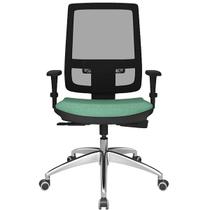 Cadeira giratóroa presidente Brizza - base alumínio- backplax- verde