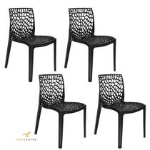 Cadeira Gruvyer Preta BRILHANTE kit com 4