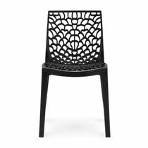 Cadeira Gruvyer Preta Design Ergonômico Polipropileno Interna Externa 140kg