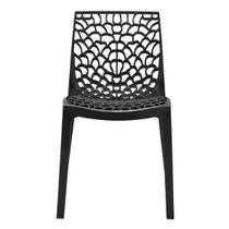 Cadeira Gruvyer Preta Design Ergonômico Polipropileno Interna Externa 140kg