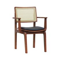 Cadeira Gus Madeira Maciça Com Braço Encosto Telinha Assento Anatômico - Amêndoa