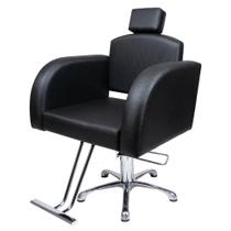 Cadeira Hidráulica Destak Fixa Para Salão estofado Preto acetinado