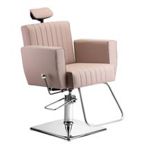 Cadeira Hidráulica Dompel Nomad Fixa Stand Rose com Encosto Reclinável, Base Cromada e Apoio de Pés Cadeira Hidráulica Dompel Nomad Fixa Stand Rose com Encosto Reclinável, Base Cromada e Apoio de Pés