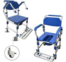 Cadeira Higiênica até 150kg de Banho Abertura Frontal Braço e Pé Rebatível Aluminio Cadeira Higiênica até 150kg de Banho Abertura Frontal Braço e Pé Rebatível Aluminio