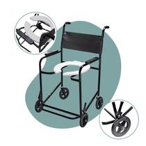 Cadeira Higiênica para Banho Sanitário com Rodas Resistente Obeso Braços Fixo Suporta 130kg - Pro Life