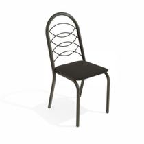 Cadeira Holanda Kappesberg Sala de Jantar Cozinha Escritório Metal Bronze Forro Preto 2 Un
