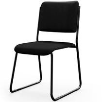 Cadeira Hoteleira Auditório Empilhável Inter L02 Crepe Preto - Lyam Decor