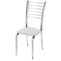 Cadeira Iara Cromada Para Cozinha material sintético Branco