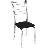 Cadeira Iara Cromada Para Cozinha material sintético Preto Cadeira Iara Cromada Para Cozinha material sintético Preto