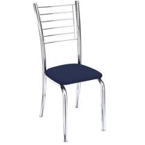 Cadeira Iara cromada para cozinha-Super resistente assento sintético azul-Gat Magazine Cadeira Iara cromada para cozinha-Super resistente assento sintético azul-Gat Magazine