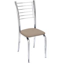 Cadeira Iara cromada para cozinha -Super resistente assento sintético suede bege Cadeira Iara cromada para cozinha -Super resistente assento sintético suede bege