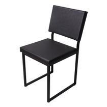 Cadeira Industrial Estofada e Metalon - Preto Fosco 47 CM