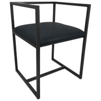 Cadeira Industrial Londres Aço Com Estofado Design Geométrico Sala Recepção Cozinha Preta - Genus Móveis