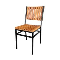 Cadeira Industrial Maju com Ripas em Madeira Maciça - Natural