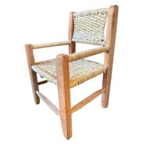 Cadeira infantil artesanal de madeira e palha natural trançada a mão para uso diário ou decoração de quartos infantis, salas, brinquedotecas - TÔ NA ROÇA