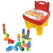 Cadeira Infantil Bloco De Montar Alfabeto Educativo 26 Peças - Dismat MK416 - Criança Menino Menina Cadeira Infantil Bloco De Montar Alfabeto Educativo 26 Peças - Dismat MK416 - Criança Menino Menina