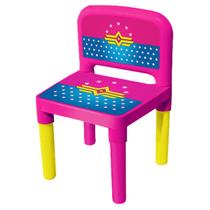 Cadeira Infantil Cor Rosa Desmontavel e Portátil Para 2 a 10 Anos Educativa e Brincaderas