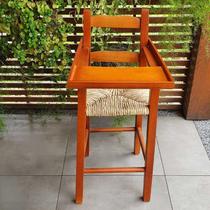 Cadeira Infantil de Alimentação com Assento de Palha - Verniz - Floresta Carpintaria