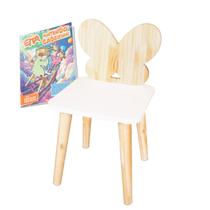 Cadeira Infantil de Madeira Borboletinha Kit Livro Educativo