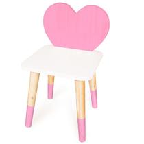Cadeira Infantil de Madeira Coração Rosa