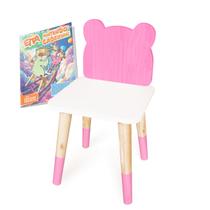 Cadeira Infantil de Madeira Urso Rosa 2 Cadeira Infantil de Madeira Urso Rosa 2