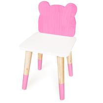 Cadeira Infantil de Madeira Urso Rosa 2