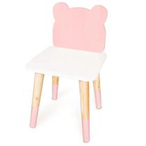 Cadeira Infantil de Madeira Urso Rosa Bebê