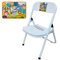Cadeira Infantil Dobrável Em Aço Resistente Até 40 Kg Ideal P/ Crianças Cores Estampas Lúdicas Divertidas Não Risca Chão