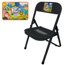 Cadeira Infantil Dobrável Em Aço Resistente Até 40 Kg Ideal P/ Crianças Cores Estampas Lúdicas Divertidas Não Risca Chão