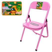 Cadeira Infantil Dobrável Em Aço Resistente Até 40 Kg Ideal P/ Crianças Cores Estampas Lúdicas Divertidas Não Risca Chão