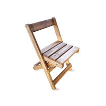 Cadeira Infantil Dobrável na Cor Rústica Resistente Pinus 80kg - D'Elfos Decorações