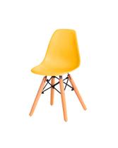 Cadeira Infantil Eames Braço Polipropileno Base Madeira Flórida Kids Fratini Móveis Amarelo