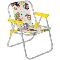 Cadeira Infantil em Alumínio Patrulha Canina Summer Amarela Dobrável Leve p/Brincadeiras - Bel