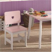Cadeira Infantil em Madeira Maciça 29cm X 57,5cm Sofia Branco/Rosa Cadeira Infantil em Madeira Maciça 29cm X 57,5cm Sofia Branco/Rosa