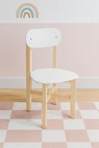 Cadeira Infantil para Refeitório Assento e Encosto Branco Base Madeira