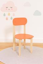 Cadeira Infantil para Refeitório Assento e Encosto Laranja Base Madeira