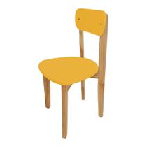 Cadeira Infantil para Restaurante Colorê Assento Amarelo Pés em Madeira Maciça Natural