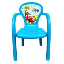 Cadeira Infantil Plastica Para Criança Azul Carros - Usual Utilidades
