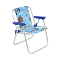 Cadeira Infantil Praia Piscina Leve Alumínio Hot Wheels Azul