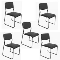 Cadeira Interlocutor Fixa Base Preta W-21 B.Hoff - Kit 05 Cadeira Interlocutor Fixa Base Preta W-21 B.Hoff - Kit 05