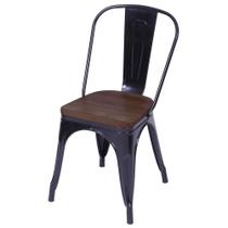 Cadeira Iron com Assento em Madeira cor Preta - 59146