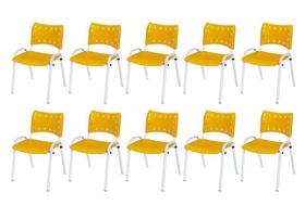 Cadeira Iso Base Branco Escola, Escritório Amarelo Kit 10 Un Cadeira Iso Base Branco Escola, Escritório Amarelo Kit 10 Un