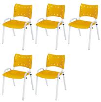 Cadeira Iso Base Branco Escola, Escritório Amarelo Kit 5 Un Cadeira Iso Base Branco Escola, Escritório Amarelo Kit 5 Un